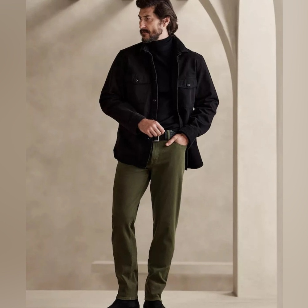 Banana Republic Men's Army Green Traveler Pant Slim Fit Stretch